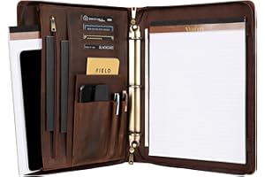 YLYYHH Schreibmappe A4 Leder, Leder Portfolio Padfolio, Leder Binder, 3 Ringbuch Padfolio, Konferenzmappe A4 für Männer, Handgefertigtes Personalisiertes Portfolio Notizbuch für Frauen