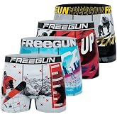 FREEGUN Men's Multisport Boxer Briefs, Men's Underwear, Non-Slip Belt, Stretch (Pack of 4)