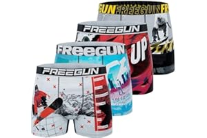 FREEGUN Boxer Enfant Savage Animals, Caleçon Garçon Respirant, Stretch et Doux (Lot de 4)