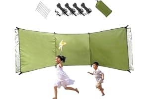 LAANCOO Camp Breaks, Brise-Vent, Brise-Vent de Jardin de Plage pour Le Camping Caravane scinder abri d'écran de Vent avec Chevilles, Corde et Sac de Rangement, Pas de poteaux