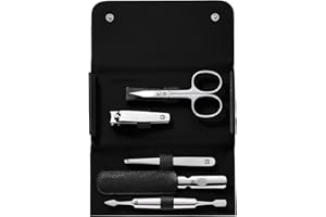 ‎ZWILLING ZWILLING Maniküre-Set (5 teilig, Pediküreset in Reisegröße, mit Nagelknipser, Echtleder Etui), Edelstahl Poliert, Schwarz