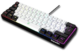 ‎SNPURDIRI Snpurdiri 60% kabelgebundene Gaming-Tastatur, kleine Mini, tragbare kompakte RGB-Tastatur für PC, Mac, Office, Gaming (61 Tasten, Deutsches Alphabet, Schwarz-Weiß)