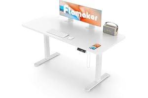Flamaker Höhenverstellbarer Schreibtisch 140 x 70 cm Schreibtisch Höhenverstellbar Elektrisch mit Tischplatte 2-Fach-Teleskop Stufenlos mit Memory-Steuerung, Spleißbrett, Weiß
