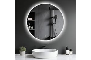 ‎ARCHALUXE Archaluxe Badspiegel mit Beleuchtung - LED-Badezimmer-Spiegel-Round 60cm,Touch-Schalter,Dimmbar,3 Lichtfarben, Speicherfunktion, Badezimmerspiegel mit HD Sicherheitsgla - Explosionsschutz Wandspiegel