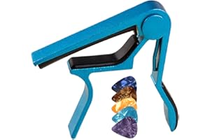 DAZISEN Capodastre Guitare avec 5 Médiators - Accordeur de Guitare pour Guitare Acoustique et électrique, Ukulélé, Mandoline et Banjo, Bleu