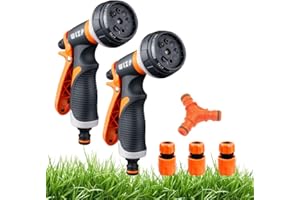 WLZP 2 pistolas de agua de alta presión manuales,pistolas de jardín con modo de pulverización ajustable, para regar césped, lavar coches, baño para mascotas, limpieza de aceras(naranja)