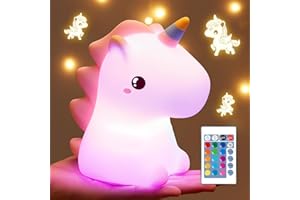 ONE FIRE Nachtlicht Kinder, 16 Farben 5 Helligkeit Unicorn Nachtlicht Baby Stilllicht, 1200Mah Nachttischlampe Kinder, Einhorn Geschenke FüR Mädchen,Babyzimmer Deko Kawaii Deko,Baby Geschenk Mädchen 3-7 Jahre