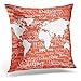 Produktbild tgyew Throw Pillow Cover Generator White Pattern of Names World Map on Typo Decorative Pillow Case Home Decor Square 18 x 18 Inch Pillowcase