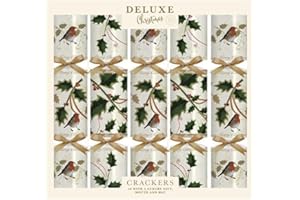 GENERIC Deluxe Christmas Crackers with Unique Designs and Festive Surprises 10 x 14” | Harmless Holiday Party Essentials for Family Gatherings, Fun Presents, and Celebrations (ROBIN HOLLY CREAM)