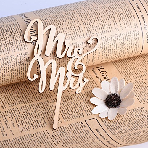 eBoot Mr und Mrs Torte Topper Holz Hochzeit Torte Topper Party Torte Dekoration - 5