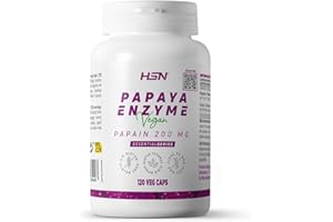 Enzimi di Papaya - 200mg Papaina - da HSN | 120 capsule vegetali | Elevata potenza enzimatica - 6000 USP/mg | Origine naturale (non sintetica) | Senza additivi estetici, non-OGM, vegano, senza glutine