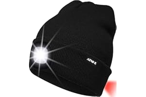 ATNKE 8LED Bonnet Lumineux en Tricot, Capuchon de Lampe-Phare Rechargeable USB et Lampe de signalisation étanche Ultra-Brillante et feu Clignotant Rouge