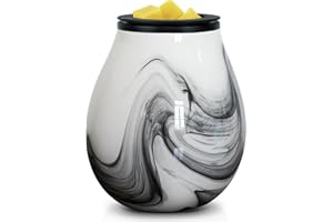 EQUSUPRO Wax Melt Burner for Scented Wax - Glass Electric Wax Melt Warmer Fragrance Oil Wax Warmer, 7 Colors Changing Led Night Lights for Home Office Bedroom Living Room Decor & Gift (Ink Wave)