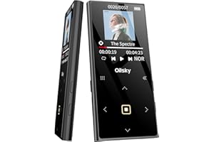 64GB Mp3 Player Bluetooth 5.0, Oilsky Portable Digital Lossless Music Player with FM Radio, Built-in Speaker, Touch Button, Voice Recorder, Lightweight for sports, Up to 128GB, Headphone Included