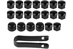 KIMISS 20pcs 17mm Tuerca Rueda de coche Cubo automático Protección de tornillo Tapa antirrobo(Negro)