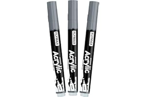 FLYMAX Grau Marker Stifte 2,5mm – Permanent Marker Grau Acrylic Wasserbasis Wasserfest Schnelltrocknend Mittel (3er Pack)