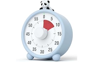 LIORQUE Wizualny timer 60 minut dla dzieci, możliwość ładowania, z motywem pandy, zegar biurkowy z cichą pracą, Pomodoro do klasy, biura, nauczania