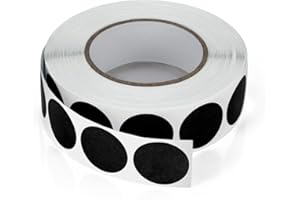 MEITAAT Okrągłe naklejki 19 mm, czarne, samoprzylepne, rolka, małe punkty klejące, etykiety, kolorowe, okręgi, naklejki, odporne na warunki atmosferyczne, 1000 sztuk