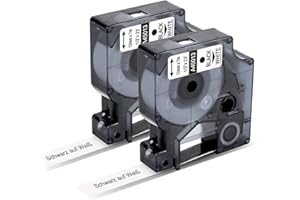 Markurlife Ruban pour Étiqueteuse Compatible pour DYMO D1 45013 S0720530 Cartouche 12mm x 7m pour LabelManager 160 280 420P 210P 500TS LabelPoint 250, LabelWriter 450 DUO, Noir sur Blanc