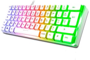Spirit Of Gamer - Pro K2, pół-mechaniczna przewodowa klawiatura gamingowa, kompaktowy format TKL 60%, 62 klawisze, w tym 24 antyghosting, tęczowe podświetlenie RGB, regulowana wysokość, biała