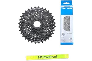 MSZweirad Shimano CS-HG31 Kit d'usure 8 vitesses + chaîne CNHG40 graduation au choix entre 11-30 | 11-32 | 11-34 avec bande réfléchissante