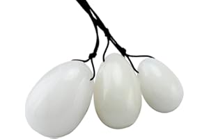 ‎MOOKAITEDECOR mookaitedecor Weiße Jade Yoni Eier Set mit 3 Größen, Kristall Yoni Ei Massage Steine für Frauen zum Trainieren von Beckenmuskeln Kegel-Übung, Kleine Größe