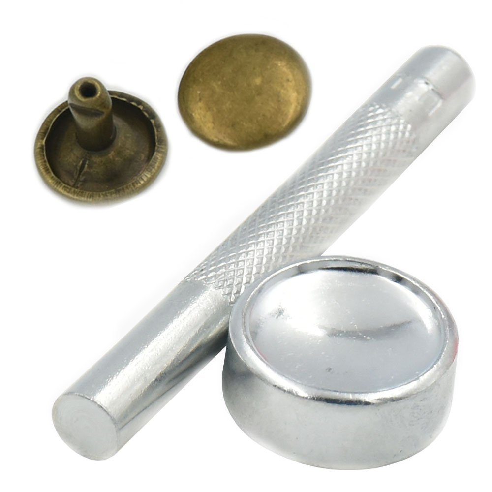 100 x 12mm Double Cap Tubular Rivets + Rivet Setting Hand Tool Leather