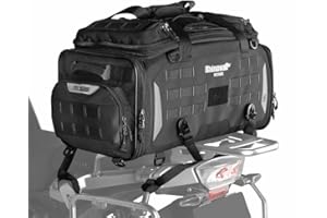 UBORSE Borsa Moto Posteriore Borsa da Sella Moto Borsa Portapacchi moto Marsupio Zaino Accessori Impermeabile 50-70L Sistema MOLLE Estendibile Multifunzione con Scomparti Multipli (Nero)