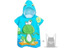 JORAKI Poncho da Bagno per Bambini, Asciugamano da Spiaggia Per Bambini con Cappuccio Telo Mare in Microfibra per Spiaggia Bagno Doccia Nuotare Piscina Accappatoio per Ragazze Ragazzi 2-8 Anni (Rana)