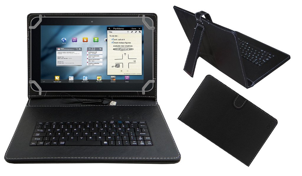 Acm USB Keyboard Case Compatible with Universal 10.1" 10" Any Tab Tablet Cover Stand Study Gaming Direct Plug & Play - Black