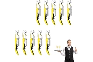 MADEHAY Kellnermesser Edelstahl, 68g Heavy Duty Edelstahl Wine Key,Korkenzieher Weinöffner mit (gelb/10 Stück)