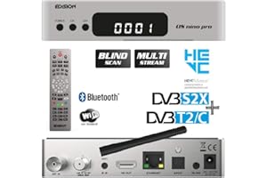 EDISION OS NINO PRO Full HD Linux E2 Combo-Receiver H.265/HEVC (1x DVB-S2X, 1x DVB-T2/DVB-C, Multistream, Blind Scan, WLAN onboard, Bluetooth onboard, 2X USB, HDMI, LAN, Linux, Kartenleser) (Silber)