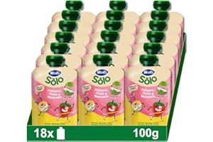 HERO BABY Hero - Bolsitas con Plátano, Fresa y Manzana, Para Bebés a Partir de los 12 Meses - Pack de 18 x 100 g, El embalaje puede variar