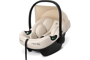 My Babiie MBCS02 i-Size Baby Car Seat - 40-87cm (Birth to 15 Months Approx.), R129, Group 0+, Lightweight Infant Carrier, Large Canopy, Newborn Insert, Adjustable Headrest - Ivory