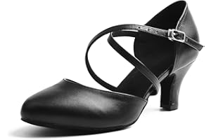 Naudamp Damen Leder Kreuzgurt Salsa Tanzschuhe Ballsaal Latin High Heel Tanzschuhe
