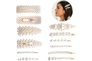 IMPODITIONGS Clips de Pelo con Perlas Set,Artificiales de Pearl Hair Clip,Horquillas de Perlas,Adornos Pelo A La Moda,Elegante Pasadores de Pelo de Novia,Accesorios para Niñas y Mujeres(12pc)