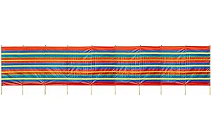 LG TRADERS LIMITED Wooden 4 5 6 8 10 Pole Colourful Tall Wind break Windbreaker Beach Sun Shelter Caravan festival Camping (10 POLE (5FT HIGH X 20FT LONG))