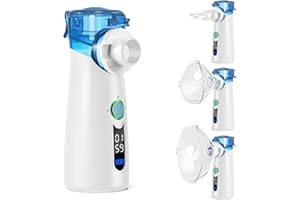 NVKHG Aerosol Silenzioso, Portatile Ultrasuoni Macchina Aerosol, Con display digitale, Pulizia automatica dei residui, USB-C Ricaricabile per Adulti e Bambini-Blu