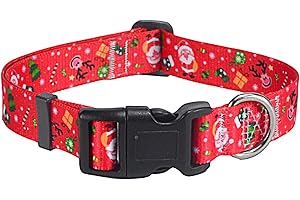Mihqy, Collare per cani con motivo natalizio, collare regolabile per cani di taglia piccola, media e grande (Natale, L)