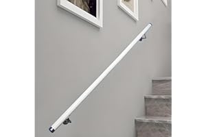 DAWSELOD Pasamanos Para Escaleras, Pasamanos Para Escaleras Interiores De Madera, Barandillas De Seguridad Para Ancianos Y Niños, Antideslizantes, Con Soportes Metálicos, Redondos, Semicirculares (Color : Whi