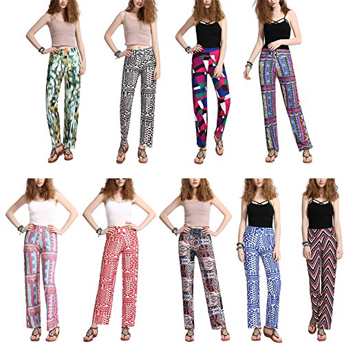 iBaste Palazzo Hosen Damen Lang Hose Höhe Bund Viskose Hose damen Sommer Hosen Lagenlook Hose - 7