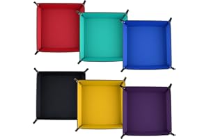 SIQUK 6 Pezzi Tavola per Dadi Vassoio per Dadi Pieghevole in Pelle Supporto Quadrato Pieghevole per Giochi a Dadi Come Rpg, DND e Altri Giochi da Tavolo, 6 Colori