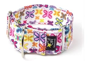Galguita Amelie, 5 cm di Larghezza, Taglia M (30-39 cm), Collare per Cani con Farfalle