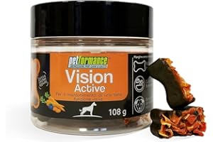 PETFORMANCE BENESSERE PER CANI E GATTI Vision Active Gelatine Gommose Integratore per il Benessere Visivo dei Cani - Complemento per il Mantenimento della Vista - con Carota e Mirtillo per una na Sana Funzione Visiva