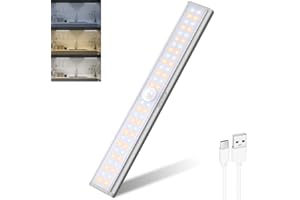 DFGOTOP Wireless Under Motion Sensor Cabinet Night Light Ultra Thin 3 Color,USB Rechargeable Light with 2000MAH Batter for Kitchen Bedroom Closet Tent Stairs (20CM-56LED-1PCS)