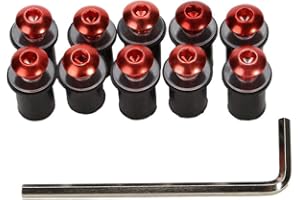 ZHUODINGSEN Vis De Pare-Brise Boulon Vis For Pare-Brise Fixation De Pare-Brise De Moto Vis De Motorcycle CNC Pare-Brise Compatible Avec CBR 600 F4i CBR1000RR CB400 VFR800 M5x16 5mm Rouge