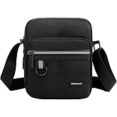 A-QMZL Men's Travel Crossbody Bags Canvas Messenger Bag Small Phone Crossbody Bag with Multiple Pockets for Work Hiking (Blac