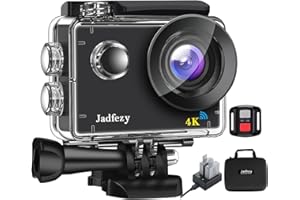 Jadfezy Action Cam 4K 30fps con WiFi e Telecomando, Sports Cam da 20 MP e 170° Grandangolare, Fotocamera subacquea da 30M dotato di 2×1350 mAh batterie (L'app è stata aggiornata a 'X-Sport Pro')