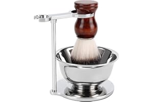 SANWA Deluxe Heavyweight Stainless Shaving Brush Razor Stand with Big Soap Bowl and Shave Brush Set,Dad Gifts,boyfriend Gifts,Husband Gifts for Him