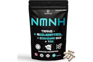 DIRECTPURITY NMNH Supplement 600 mg, with Trans Resveratrol, CoQ10 and TMG, NMNH and resveratrol Supplements Support Cellular Health and Healthy Aging. Boost Vitality and Combat Aging.